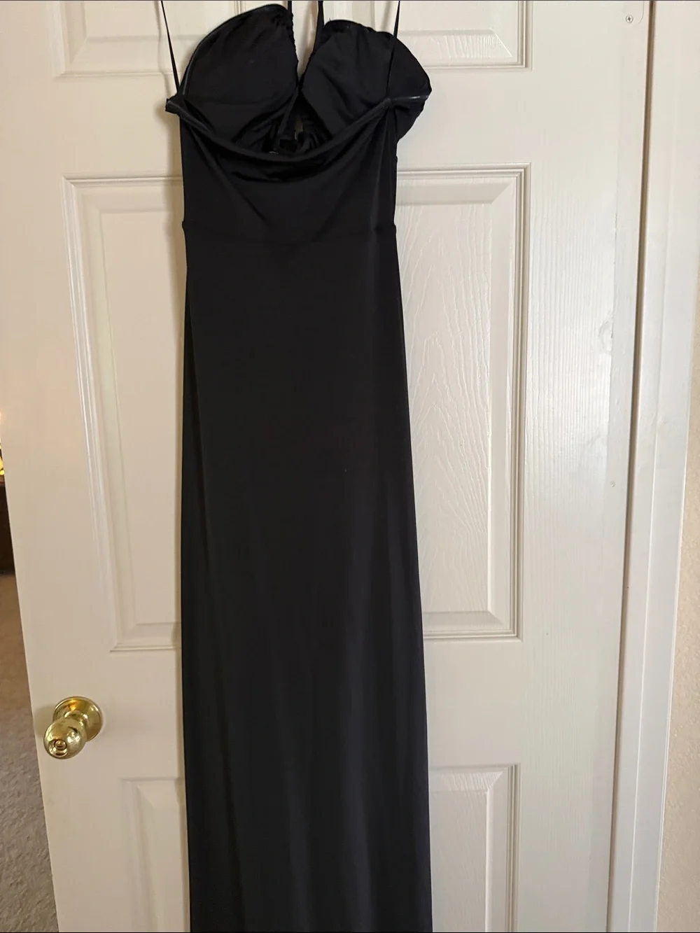 Express Black Strapless Ruched Maxi Dress - Picture 5 of 9